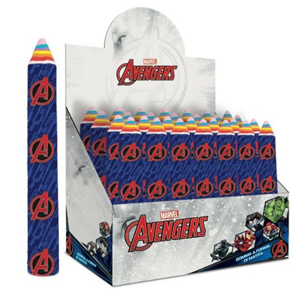 Trade Shop - Set 24pz Gomma Per Cancellare A Forma Di Matita Gigante Avengers Regalo Bambini 960931 -