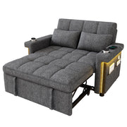 Divano letto 2 posti - con schienale regolabile; LED; USB e portabevande - in chenille grigio
