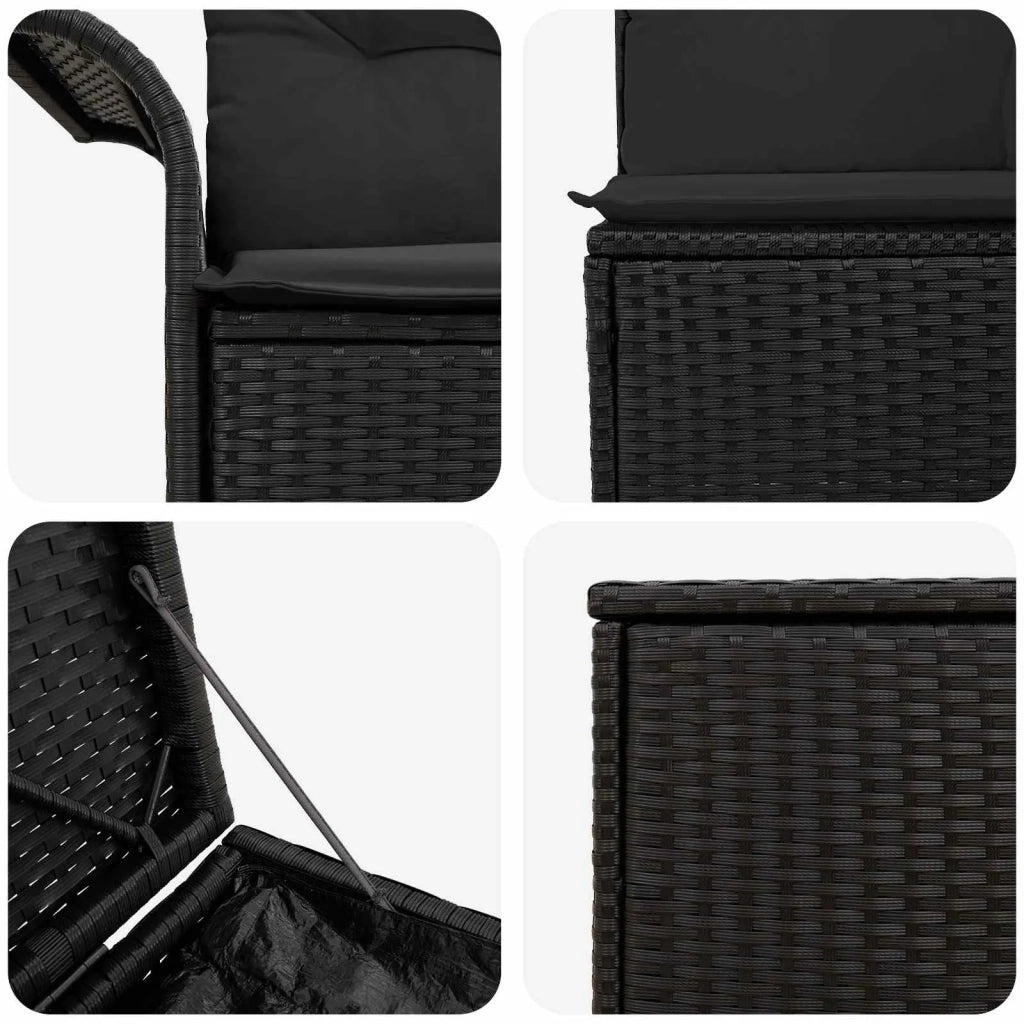 Set di divani 5 pz Nero Rattan sintetico e Acciaio 3447731