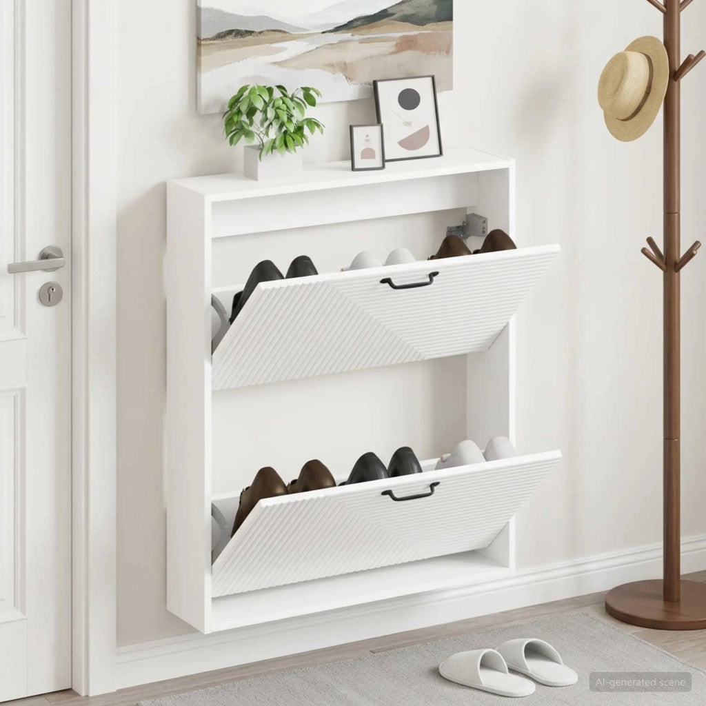 Mobiletto per Scarpe da Muro HAARLEM 71 x 17 x 86 cm Bianco 896855