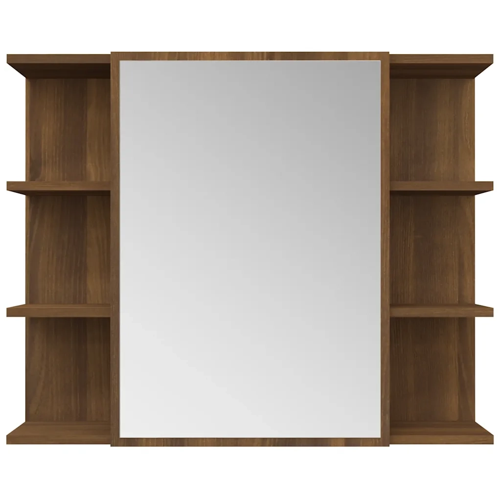 Mobile da Bagno Specchio in Rovere Marrone 80x20,5x64 cm Legno 815524