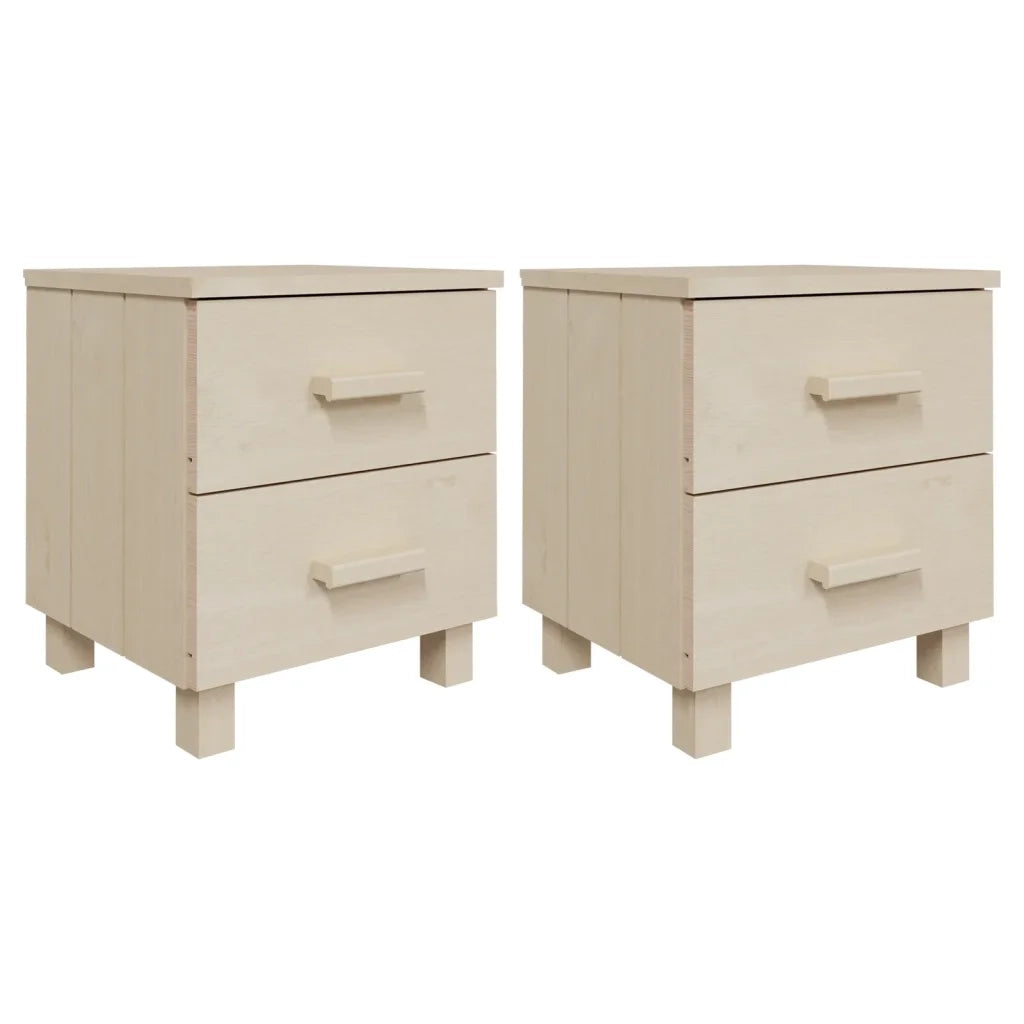 Set di 2 Comodini | Armadio da Notte | Mobiletto da notte HAMAR ambra 40x35x44,5 cm Legno Massello di Pino