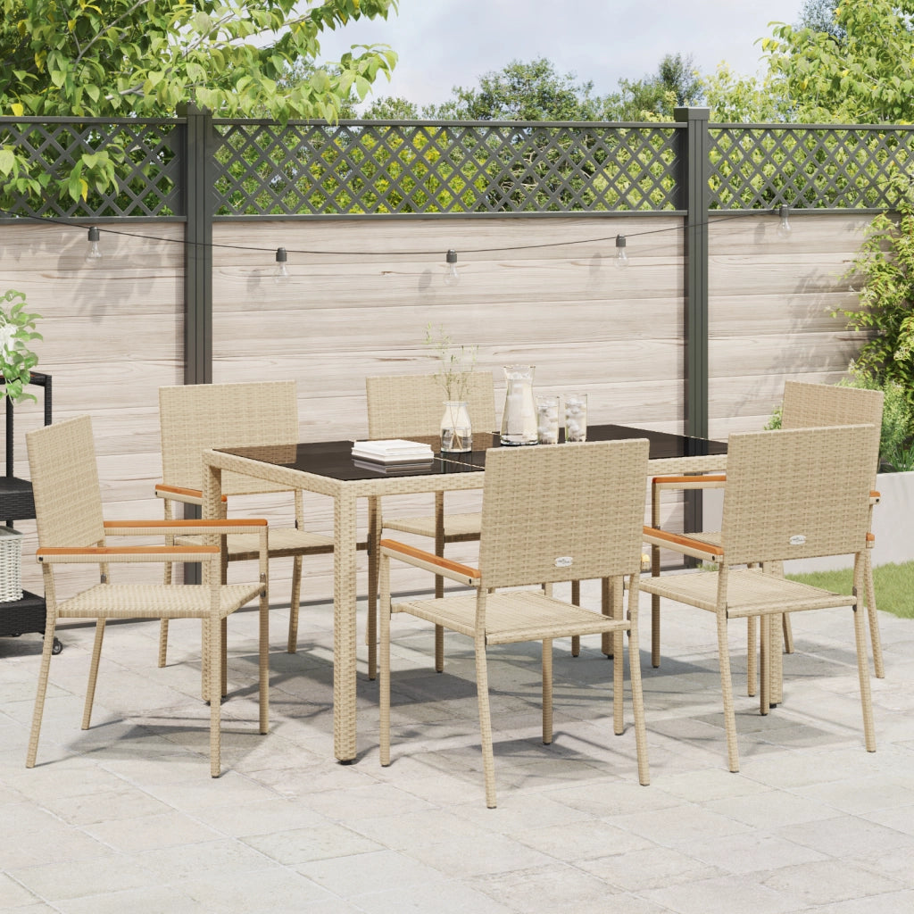 Set da Pranzo da Giardino  7 Pezzi Beige in Polyrattan