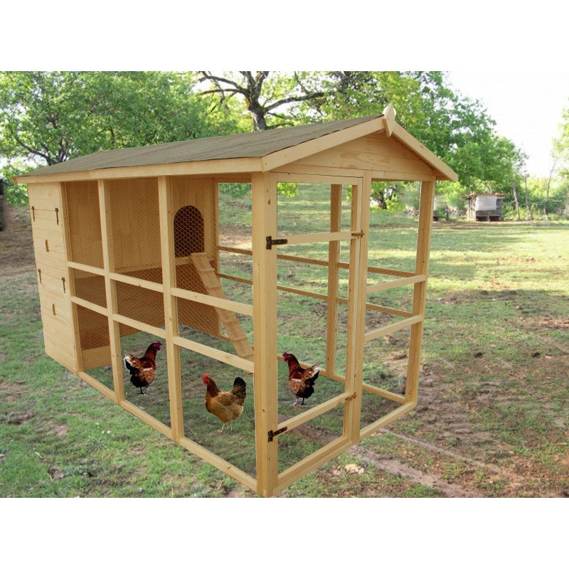 Pollaio XXXL da giardino in legno 175x348 cm – per 8-12 galline – pareti 16 mm voliera e nido di cova – PO1632 Foresta