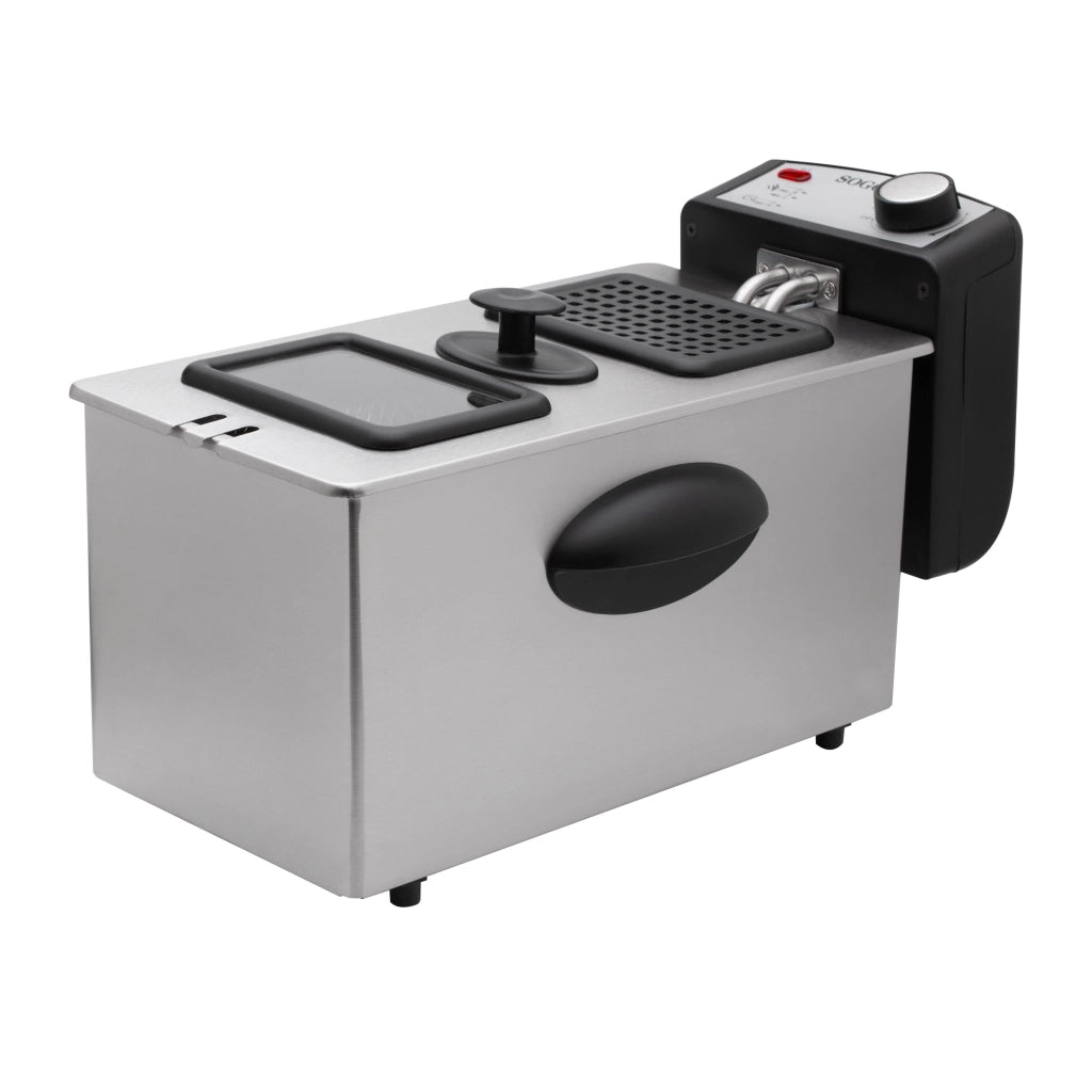 Friggitrice elettrica 3 litri acciaio inox, termostato regolabile 190°C, cestello rimovibile 2000W cucina - SOGO