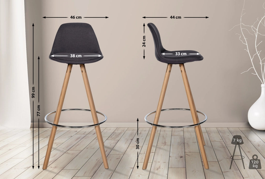 Barhocker Corbin Stoff Rund natura