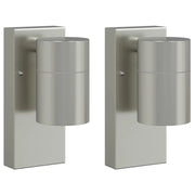 Set di 2 robuste applique da parete per esterni design moderno 6,5 x 10,5 x 16 cm acciaio inox argento 02_0056532