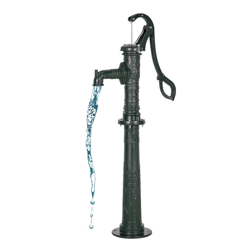 Pompa manuale per pozzo in ghisa con base HC-1010 verde, sollevamento max 6 m per giardino e stagno, robusta e resistente