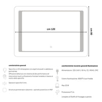 Specchio 5 mm rettangolare cornice led interruttore touch alluminio mdf *** misure 120x80 cm, tonalità dimmerabile 2...