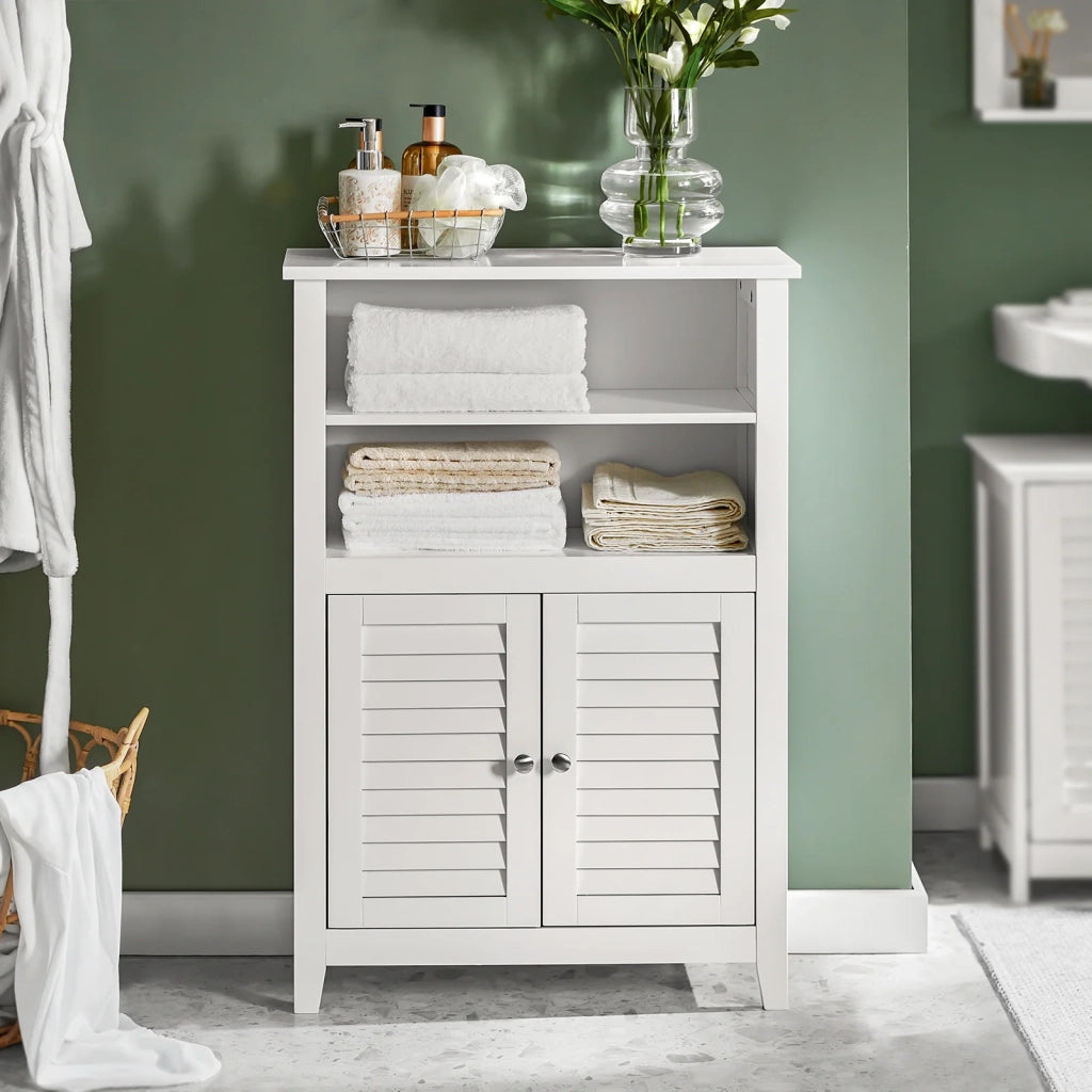 Mobiletto da Bagno salvaspazio Armadietto in Legno Bianco L60*P26*A90 cm, BZR13-W