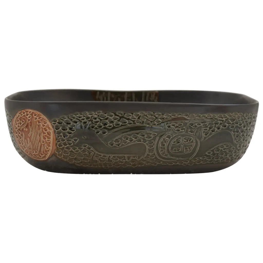Lavabo da Appoggio-Lavandino-Lavello Nero Rettangolare 48x37,5x13,5 cm Ceramica