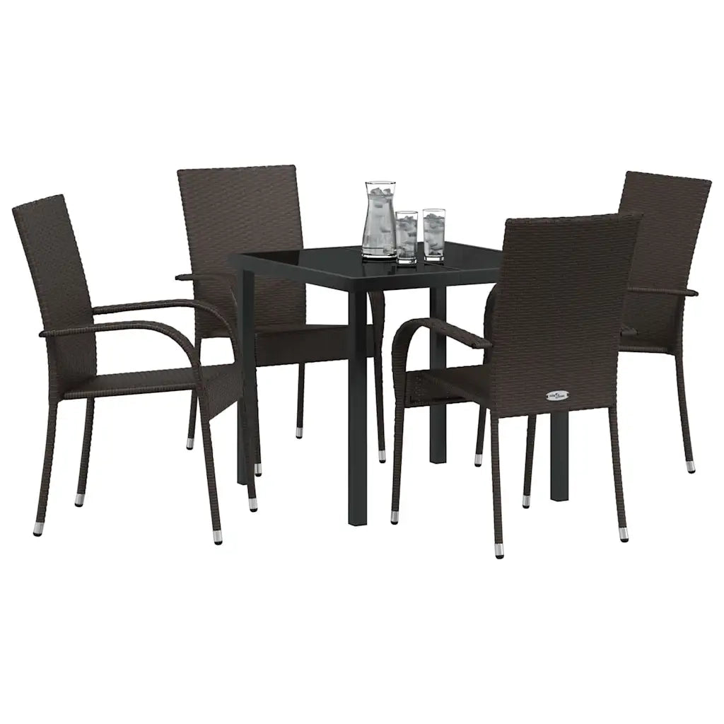 Set da Pranzo per Giardino 5 pcs Marrone 3379395