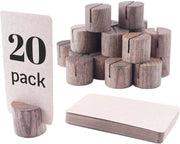 Mini sostenitori in legno per tavolo, sostenitori per cartelli, sostenitori per nome per tavolo, sostenitori in legno per foto e per banchetti, marrone, 20 pezzi