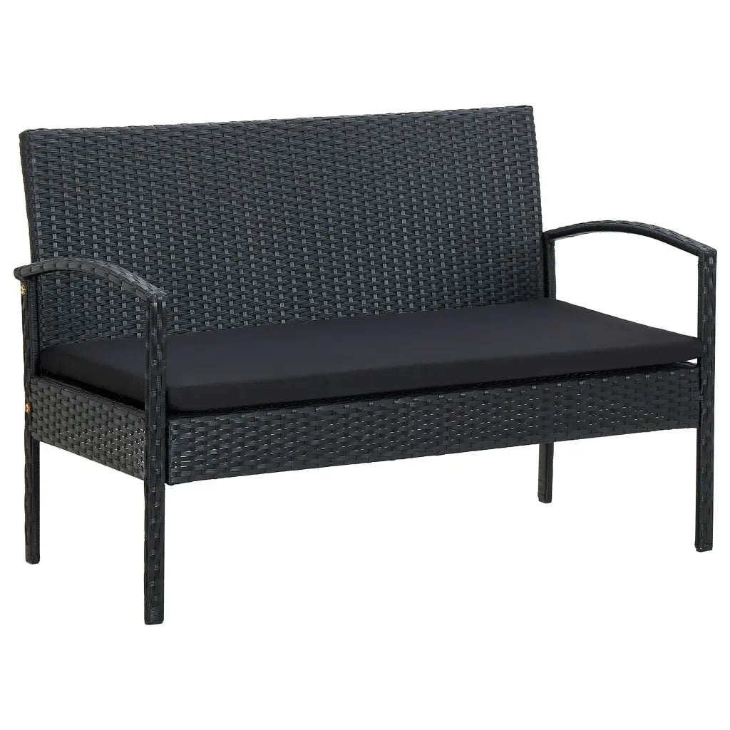 Set Divani da Giardino 4 pz con Cuscini in Polyrattan Nero cod mxl 34849
