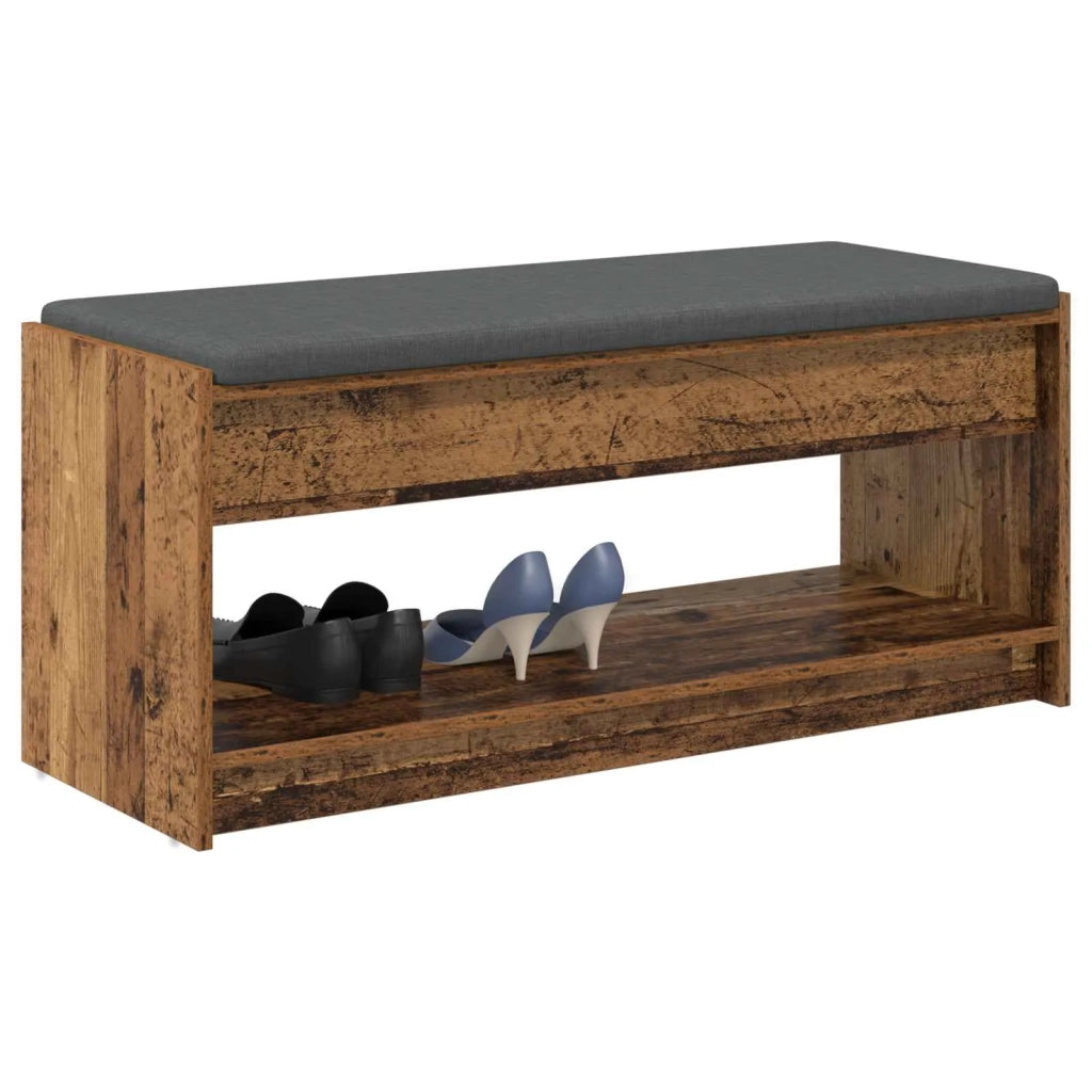 Panca per ingresso con cuscino Legno vecchio 103 x 38 x 45 cm