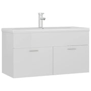 Mobile sottolavabo con lavabo integrato 90 x 38,5 x 46 cm pratico contenitore design contemporaneo truciolato bianco lucido 02_0055087