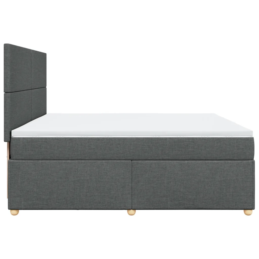 Giroletto a Molle con Materasso Grigio Scuro 200x200 cm Tessuto