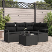 Set di divani da giardino 5 pezzi con cuscini beige in polyrattan