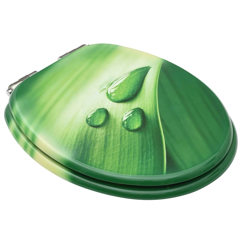 Sedile WC con coperchio a chiusura ammortizzata MDF verde con gocce d'acqua 02_0002935