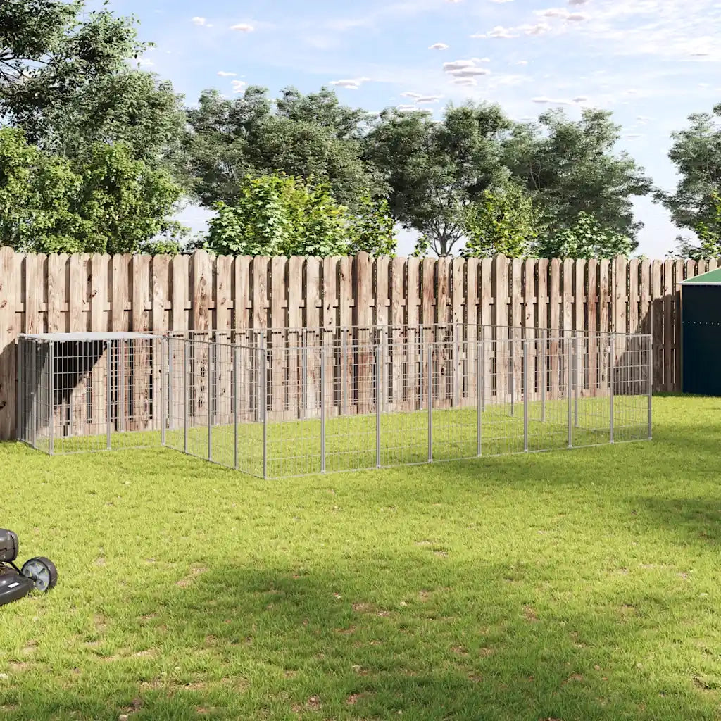 Gabbia per Cani Argento 15,73 m² in Acciaio 3082221
