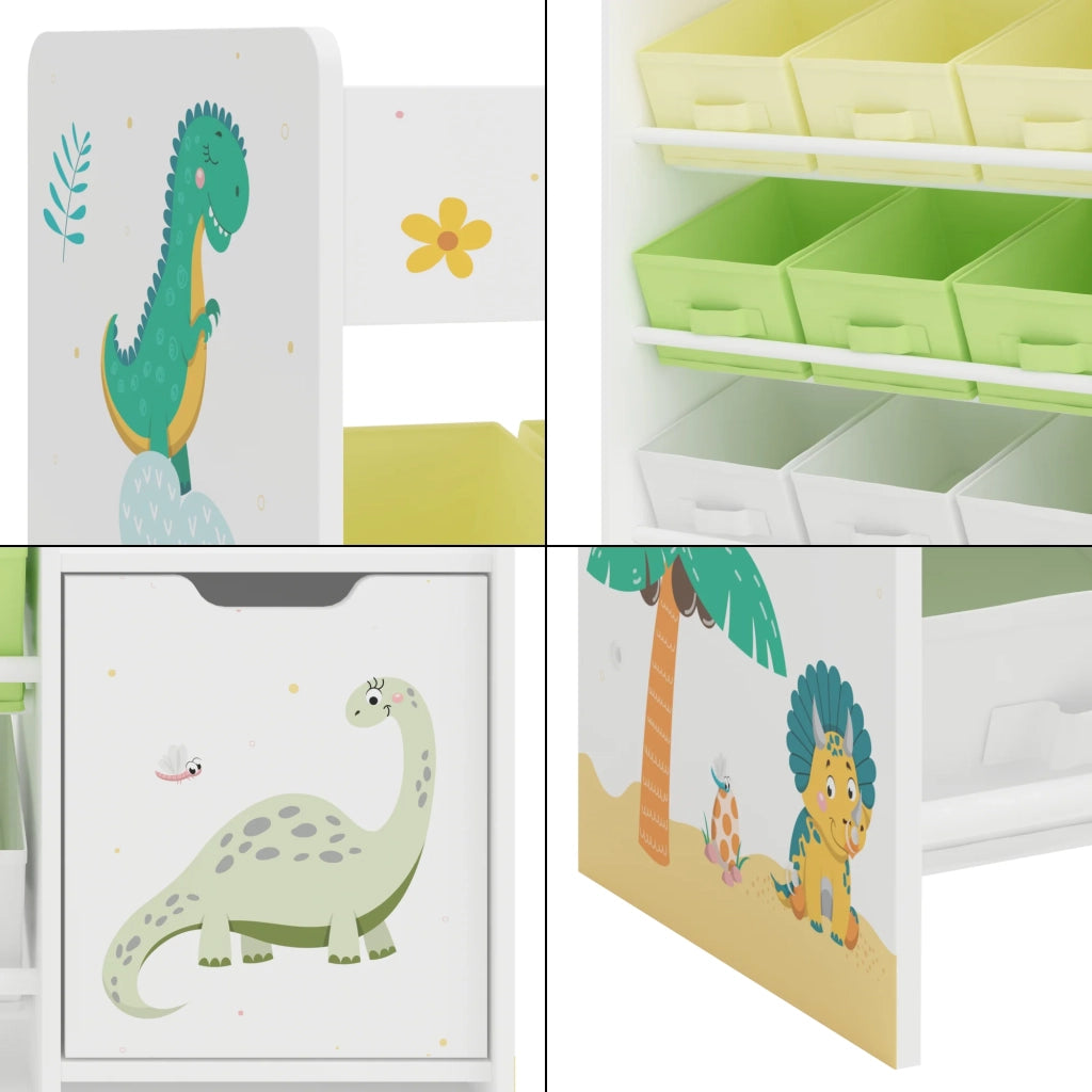 Scaffale dal design senza tempo per soggiorno camera da letto mobiletto per bambini con motivo a dinosauri 80 x 90 x 30 cm bianco 03_0011220