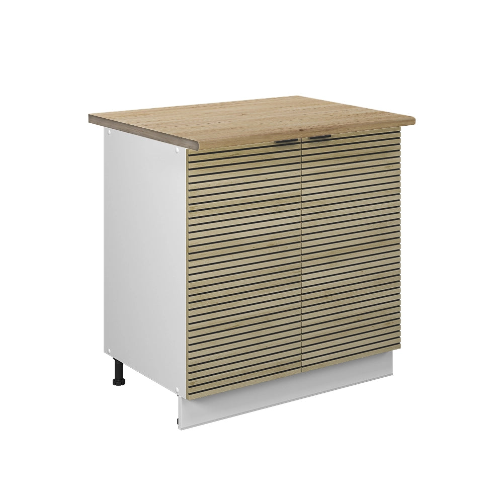 Mobile lavello cucina Fame-Line Pannello in quercia/Bianco 80 cm con ripiano, PL Rovere Vicco