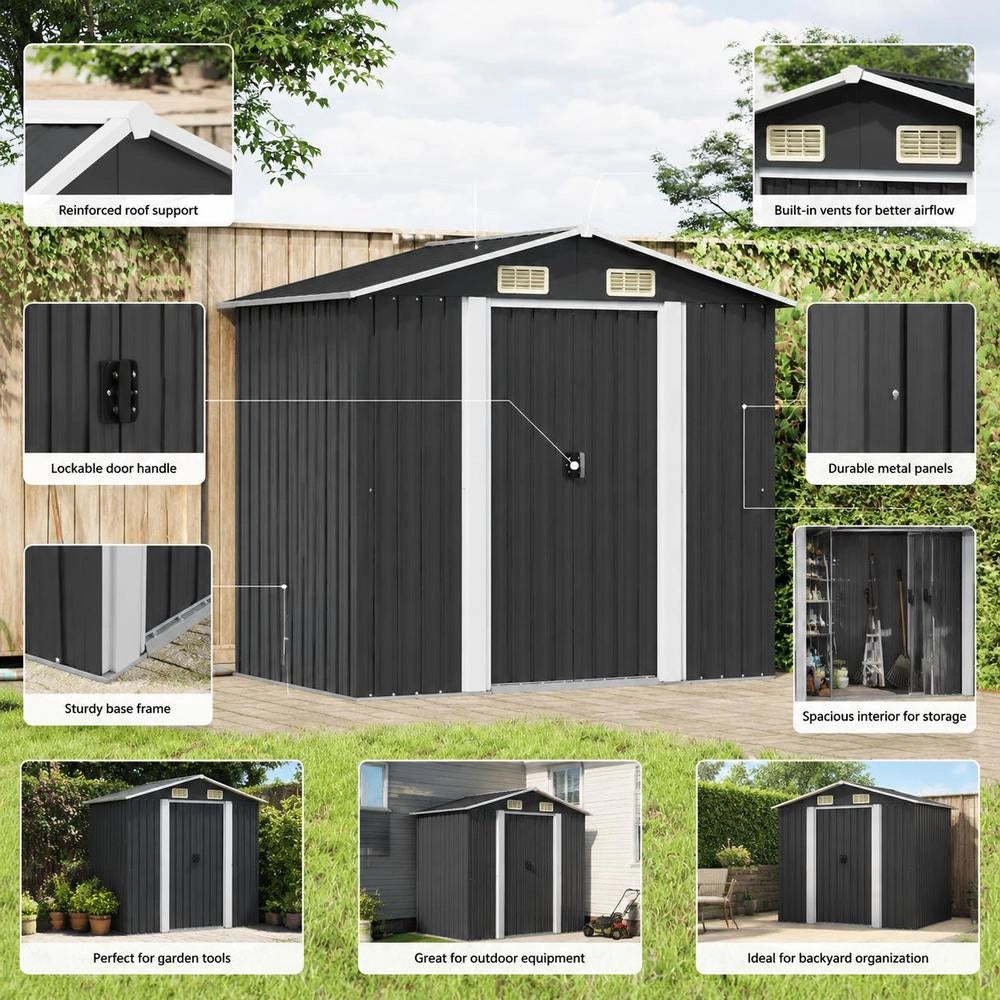 Garden Shed, Anthracite Steel, 204 X 132 X 186 Cm