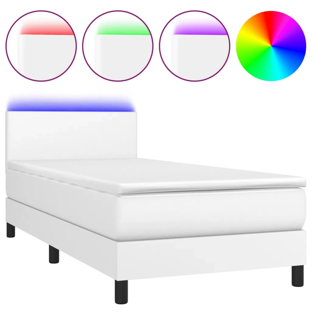 Giroletto Molle con Materasso e LED Bianco 90x190 cm Similpelle 3134076