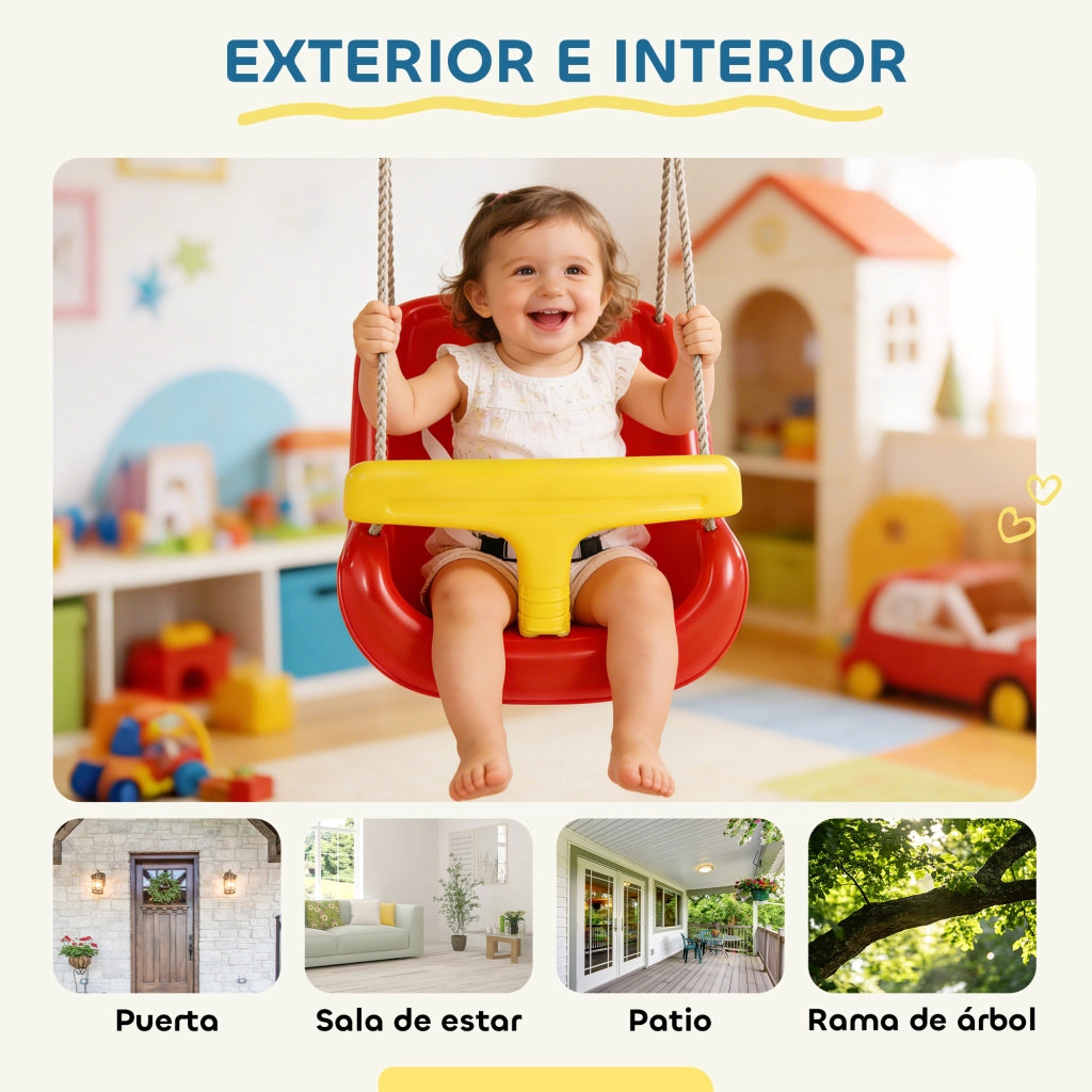 Altalena per bambini con corda regolabile ¨C zephmum ¨C Rosso