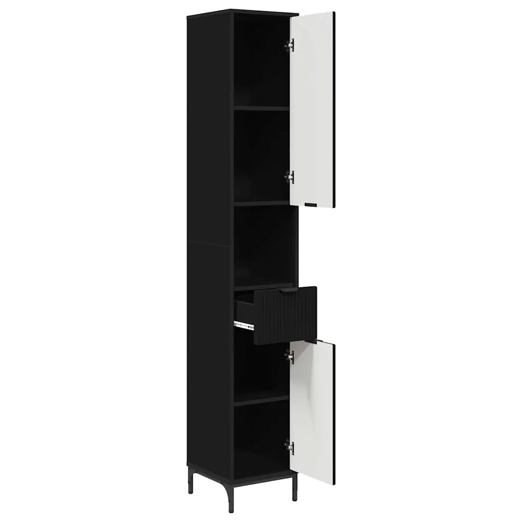 Mobile da Bagno con cassetto con porta Nero 31,5 x 33 x 190 cm 883405