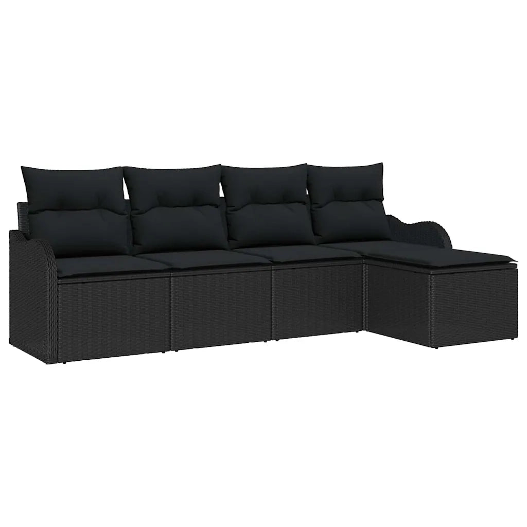 Set Divano da Giardino con archiviazione 5 pcs Nero polyrattan 3354332
