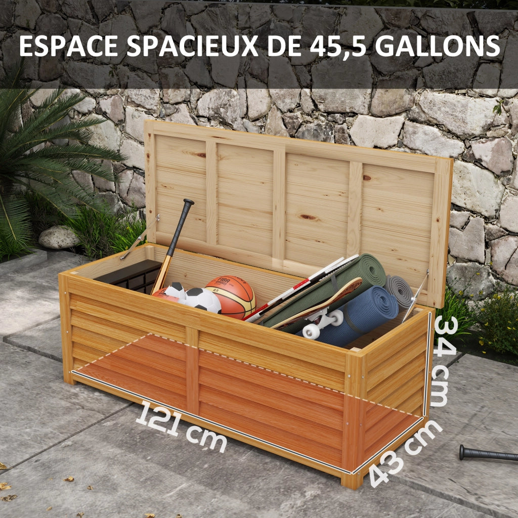 Cassa di stoccaggio giardino esterno 176L in legno ¨C zephmum ¨C 130x50x45 cm