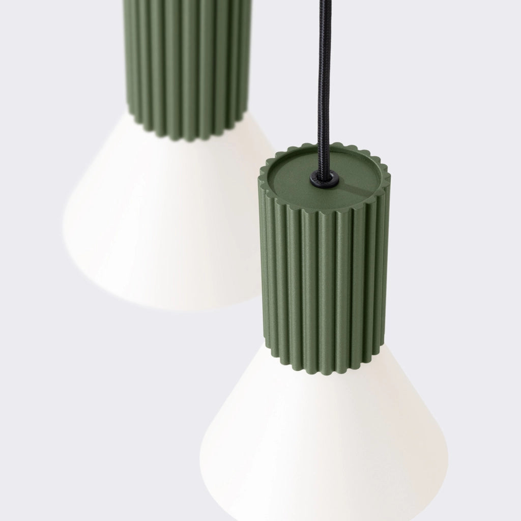 Lampada a sospensione moderna tripla verde/beige E14 MOLDEA