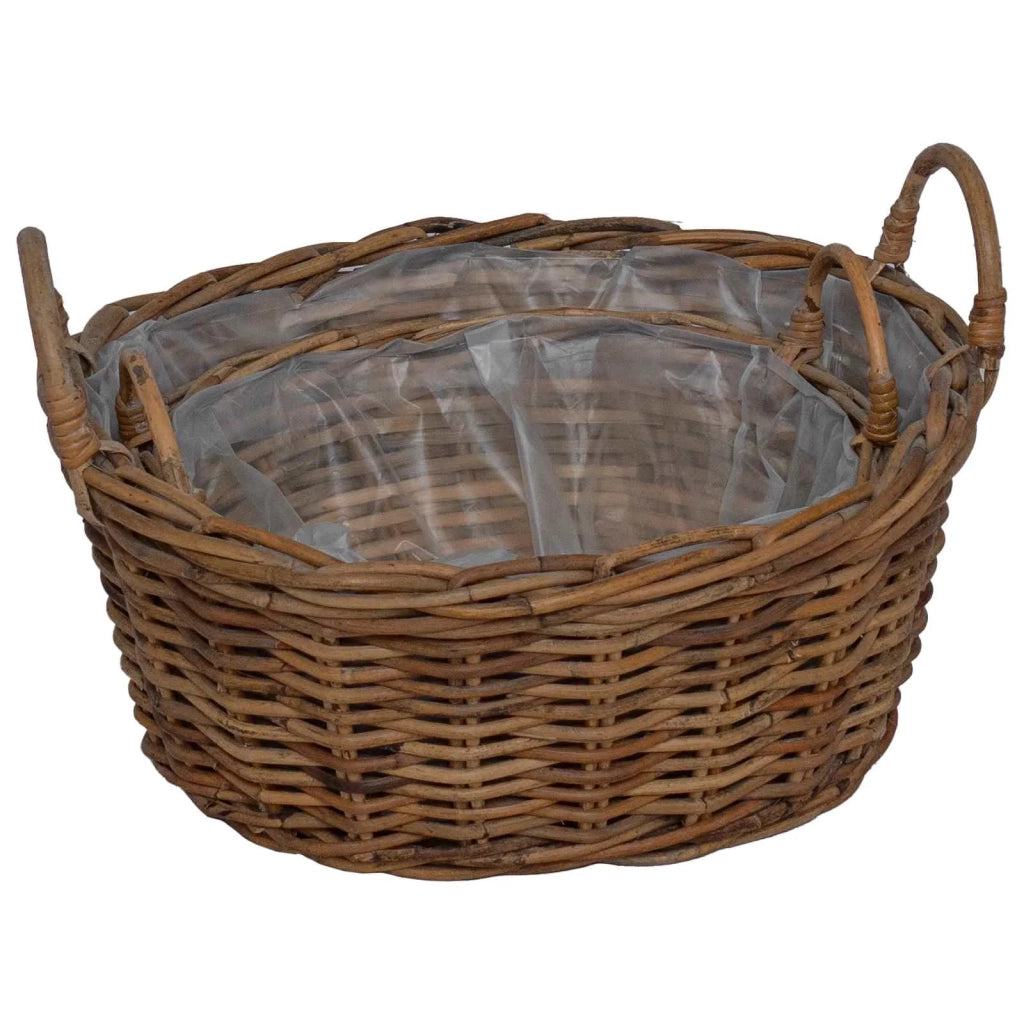 Cesto per Piante con archiviazione 2 pcs Marrone Rattan Lacak