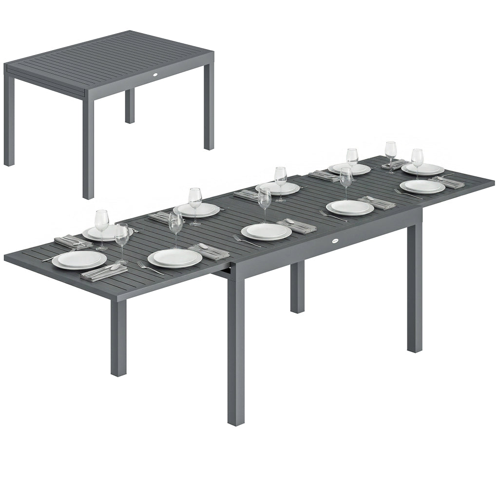 Tavolo da Giardino Allungabile per 6-10 Persone ¨C zephmum ¨C Grigio 135-270x90x75 cm