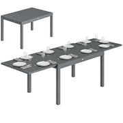 Tavolo da Giardino Allungabile per 6-10 Persone ¨C zephmum ¨C Grigio 135-270x90x75 cm