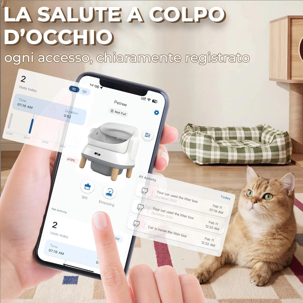 Lettiera Gatto Autopulente, Lettiera Autopulente per Gatti XXL Elettrica con Sensori di Sicurezza/Protezione Anti-Intrappolamento/APP, Adatta per Gatti Grandi-Open-Top Automatic Cat Litter Box
