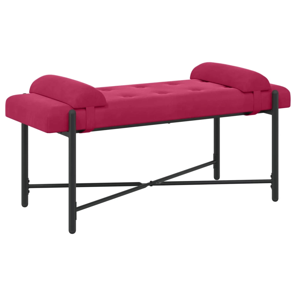 Panchina con bottoni e cuscini Rosso Vino 110 x 40 x 46 cm 42038390