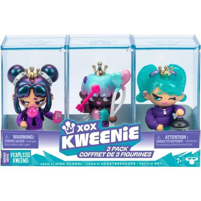 Confezione di bambole - XOX KWEENIE - Serie Fearless - 13 cm - 3 bambole incluse - Finiture uniche