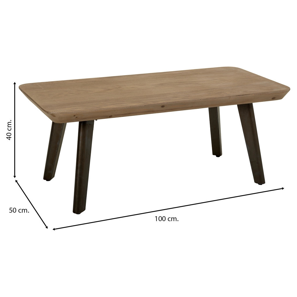 Tavolino da salotto in legno e metallo marrone 100x50x40