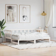Divano Letto con Letto Estraibile-Sofa Letto-Daybed Bianco 90x190cm Massello Pino 997344