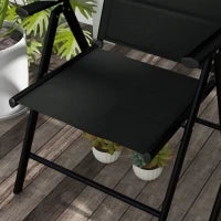 Set 2 Sedie Pieghevoli con Schienale Reclinabile e Poggiatesta, in Alluminio e Poliestere, 54x67x108 cm, Nero