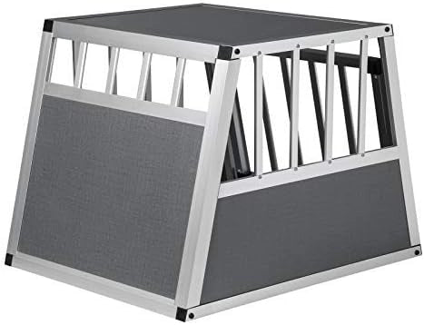 Box Trasportino Cane Auto, Gabbia Cane da Auto, Trasportino Cani in Alluminio, Singolo Trasporto Animali con Chiusura, Kennel per Cani per Trasporto Viaggio 54x69x51cm