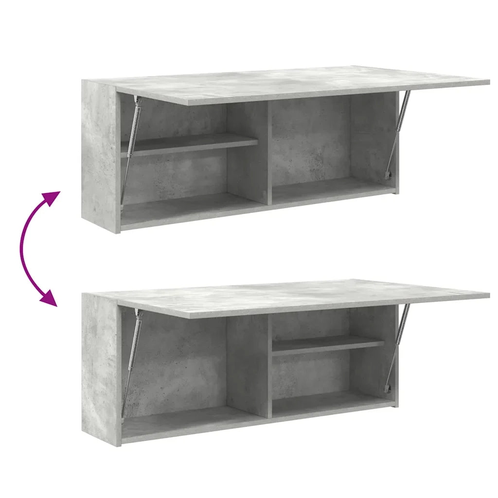 Mobiletto da bagno ergonomico a parete dal design pulito 100 x 25 x 40 cm realizzato in legno composito grigio cemento 02_0051296