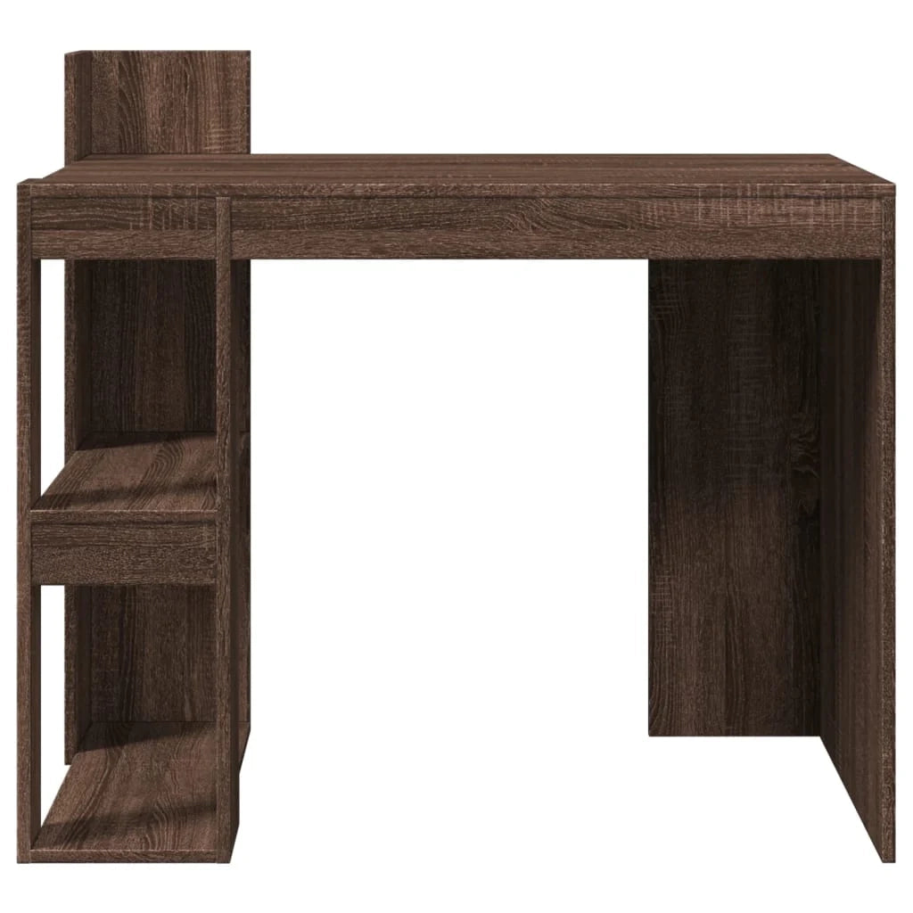 Scrivania tavolo postazione di lavoro mobile per computer studio rovere 103,5 x 56,5 x 94 cm legno ingegnerizzato marrone 02_0023606