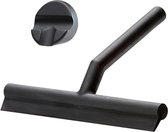 Wischiera bagno e doccia con supporto - silicone e plastica - 21 x 17 cm - nero