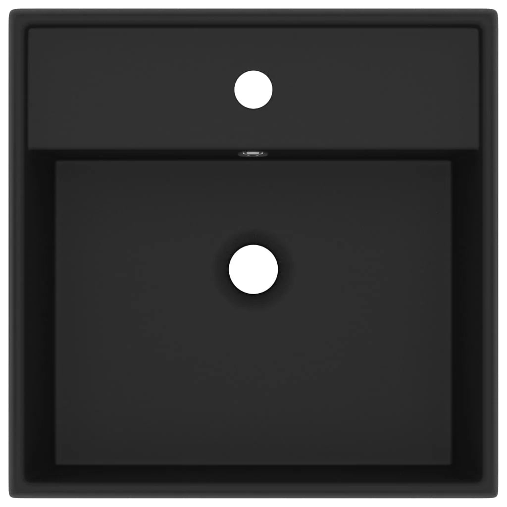 Lavabo quadrato di lusso con troppopieno lavabo da appoggio lavabo da bagno stanza da trucco casa nero opaco 41 x 41 cm ceramica 02_0002695