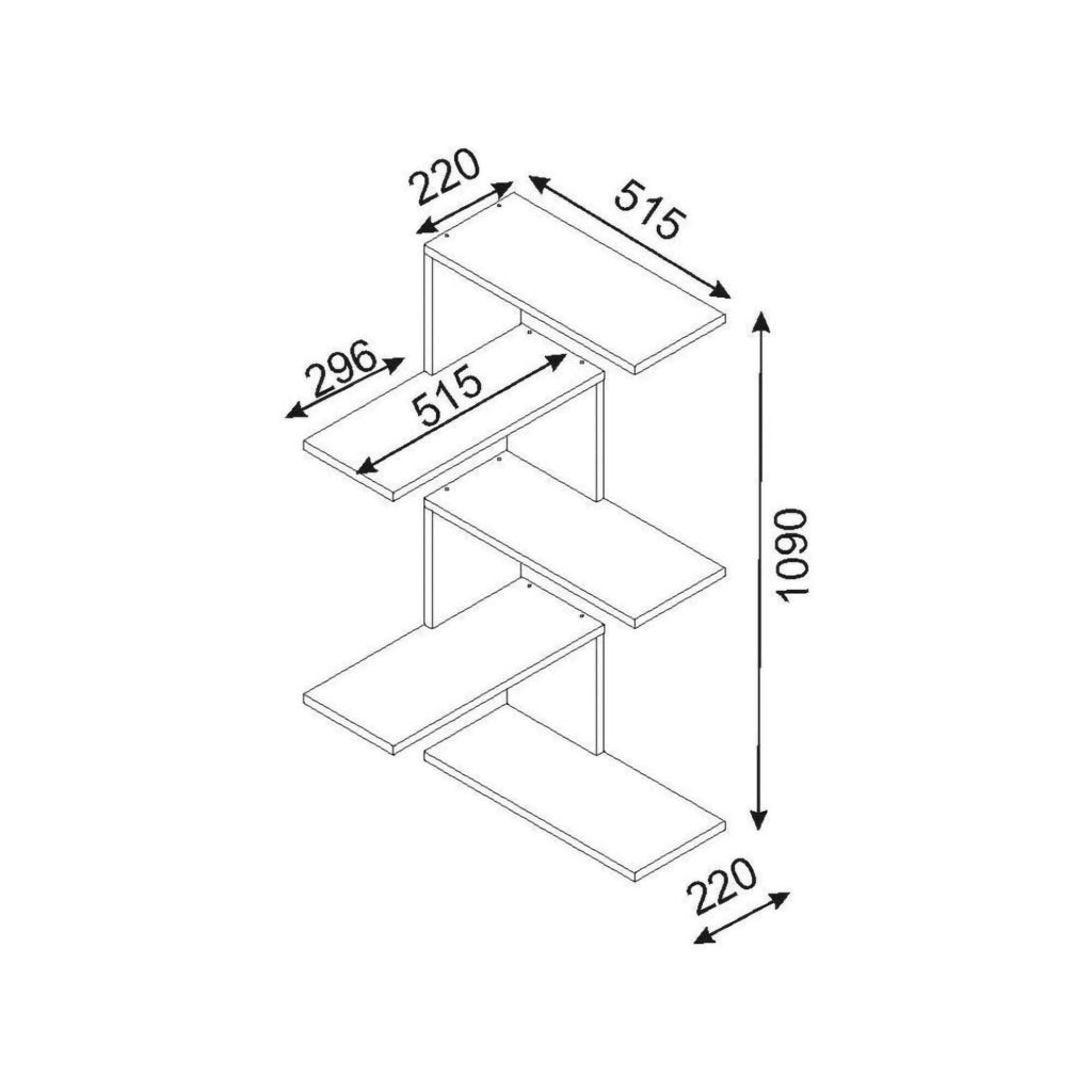 Mensola Beatriz, Scaffale, Ripiano a muro, Scaffalatura multiuso, 52x30h109 cm, Noce