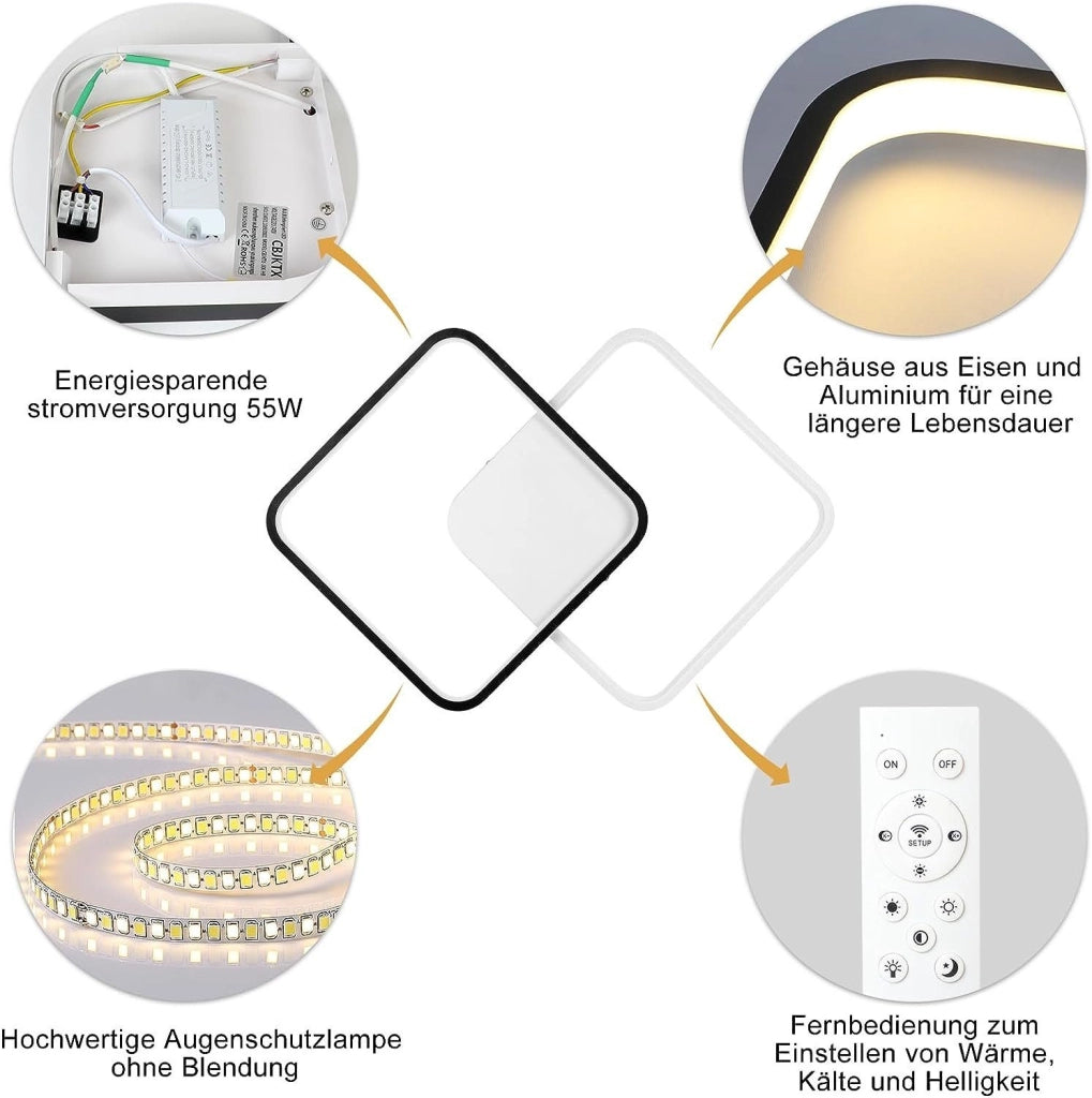 ZMH Lampada da soffitto plafoniera LED moderna bianco nero per camera letto