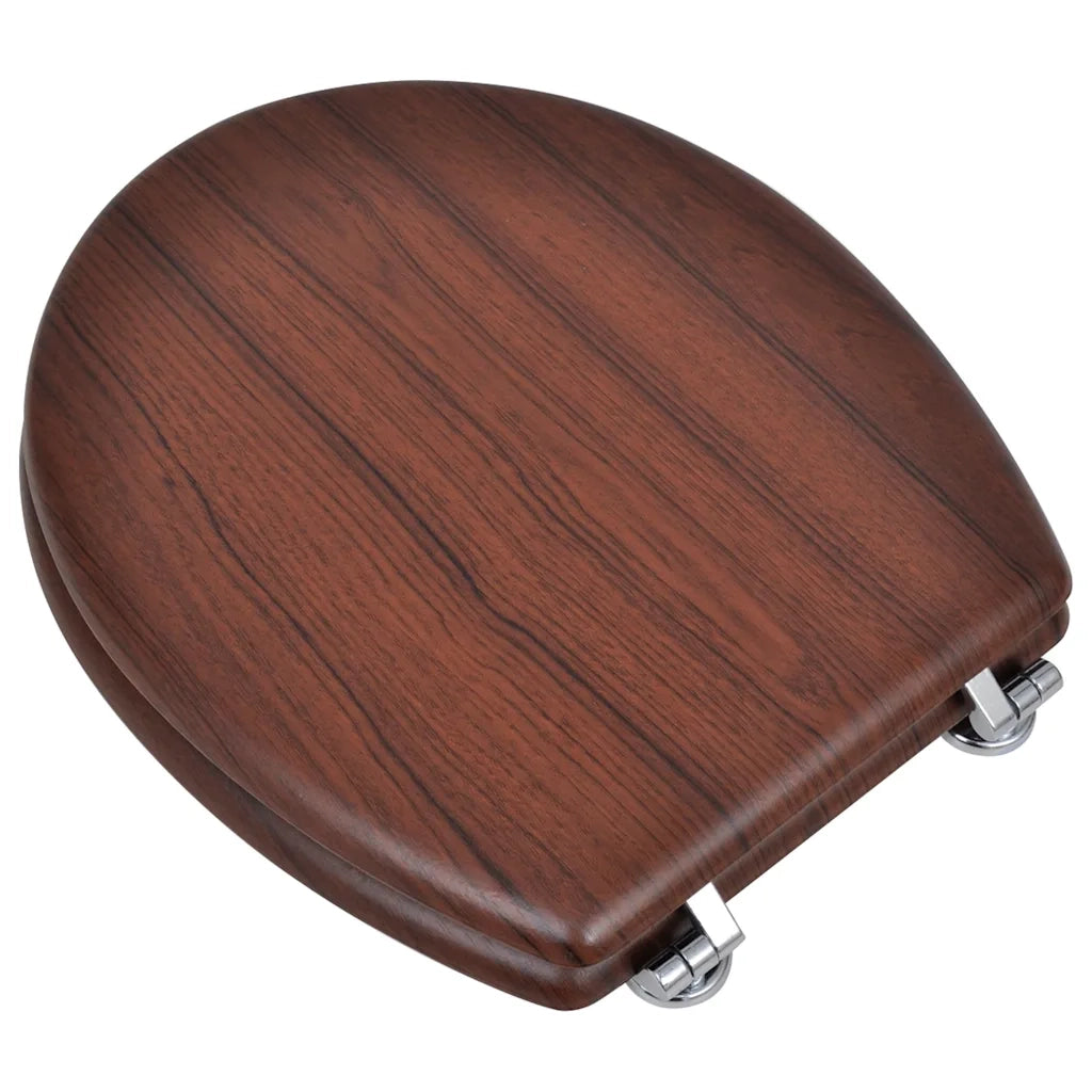 Sedile WC MDF con Coperchio Design Semplice Marrone CFW6686356